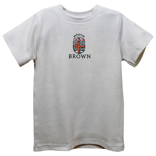 Brown University Bears Embroidered White Knit Short Sleeve Boys Tee Shirt