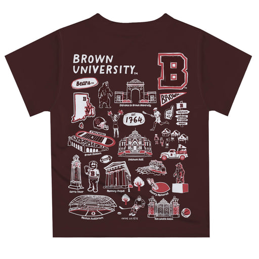 Brown University Bears Hand Sketched Vive La Fete Impressions Artwork Boys Brown Short Sleeve Tee Shirt - Vive La Fête - Online Apparel Store