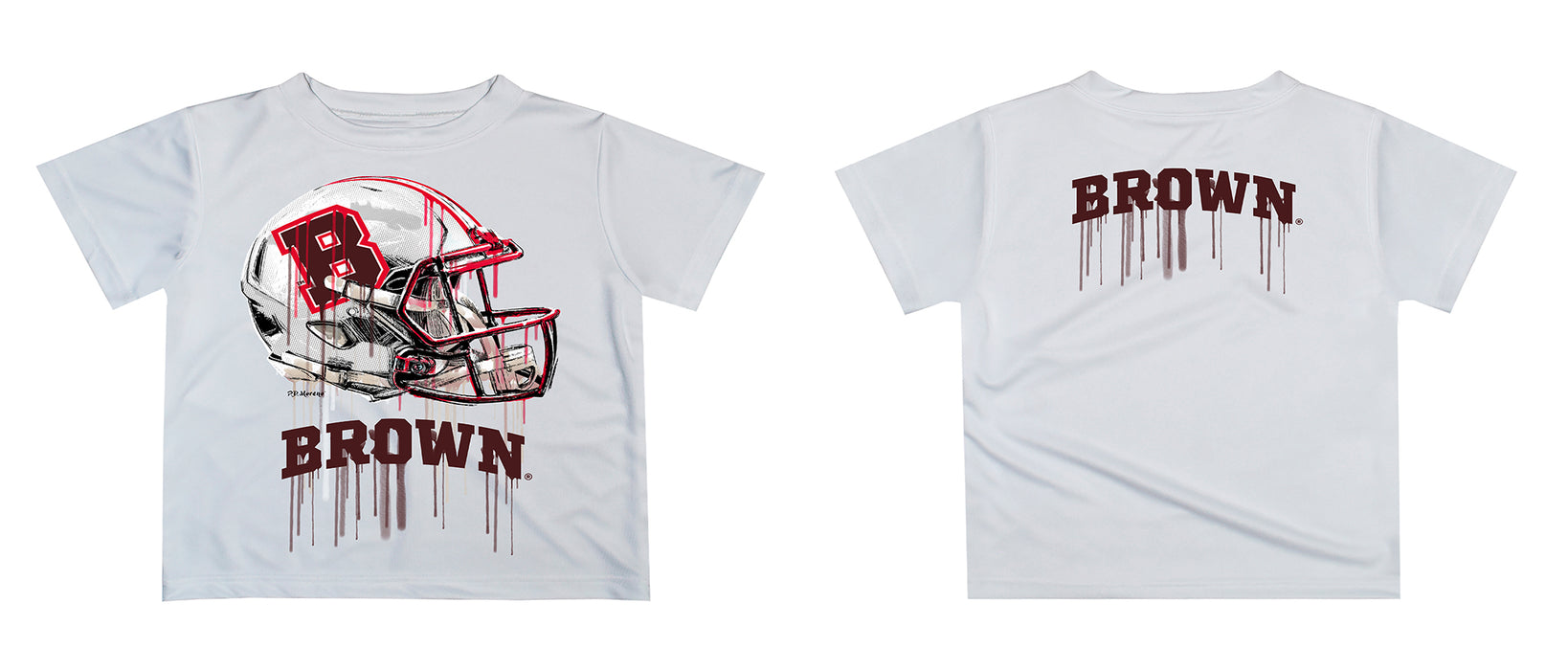 Brown University Bears Original Dripping Football Helmet T-Shirt by Vive La Fete - Vive La Fête - Online Apparel Store