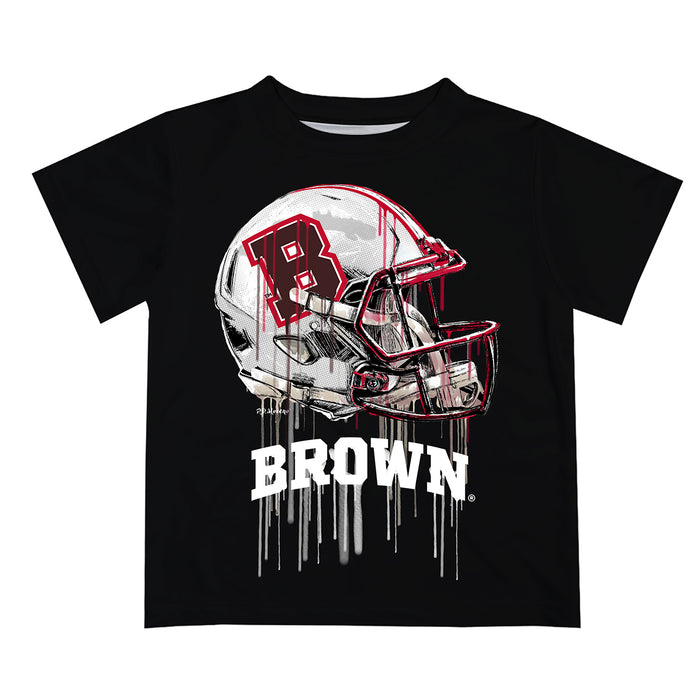 Brown University Bears Original Dripping Football Helmet Black T-Shirt by Vive La Fete