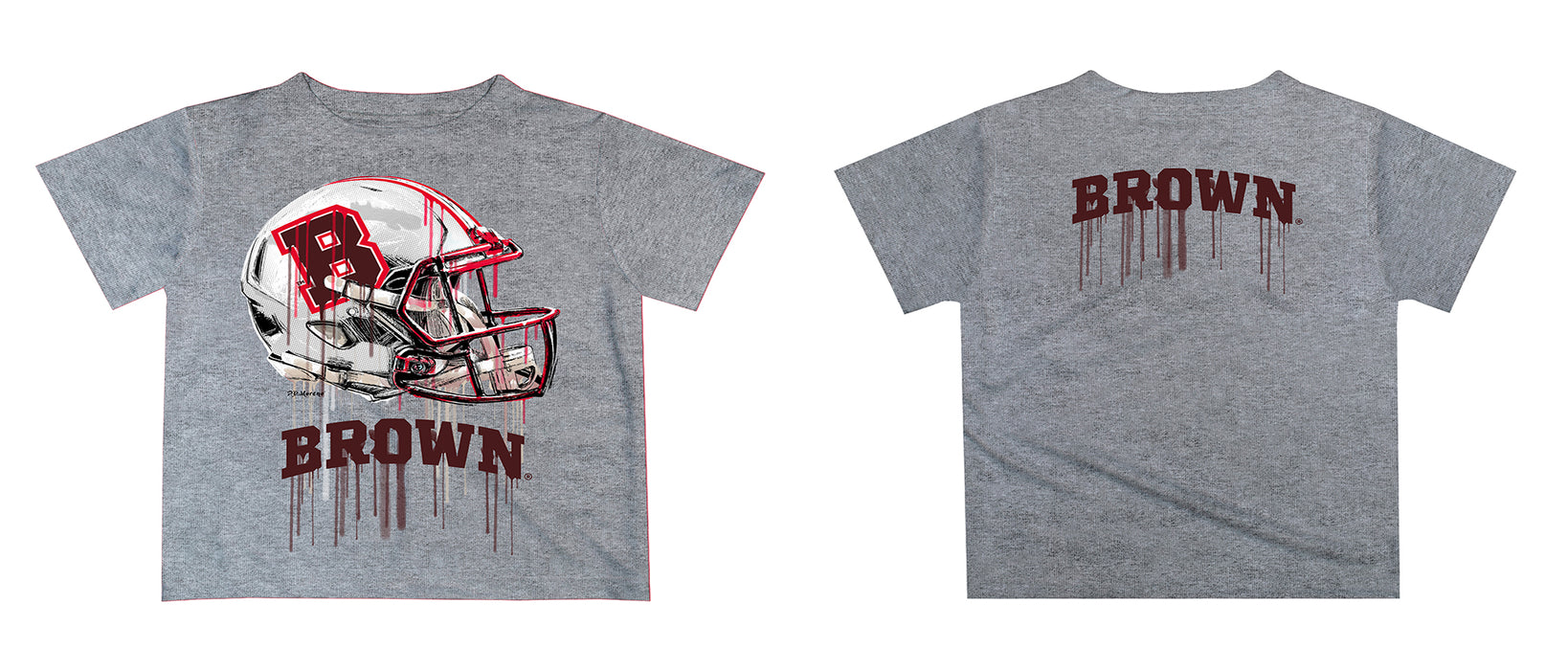 Brown University Bears Original Dripping Football Helmet T-Shirt by Vive La Fete - Vive La Fête - Online Apparel Store