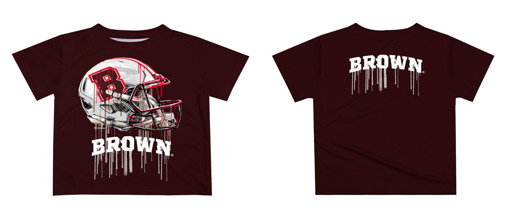 Brown University Bears Original Dripping Football Helmet T-Shirt by Vive La Fete - Vive La Fête - Online Apparel Store