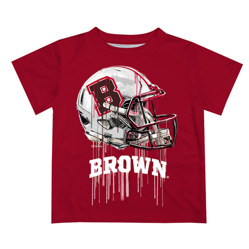 Brown University Bears Original Dripping Football Helmet Rojo T-Shirt by Vive La Fete