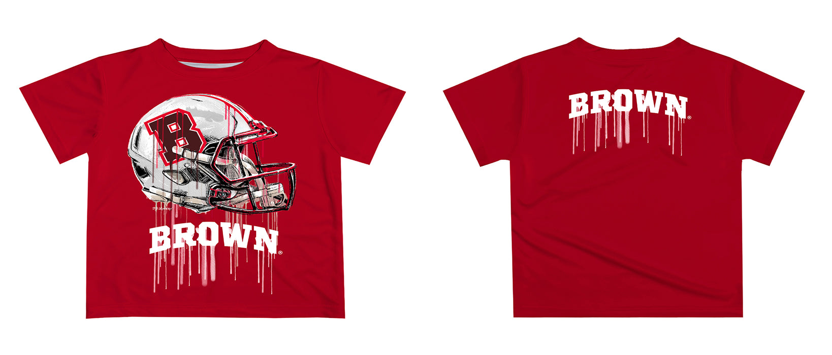 Brown University Bears Original Dripping Football Helmet T-Shirt by Vive La Fete - Vive La Fête - Online Apparel Store
