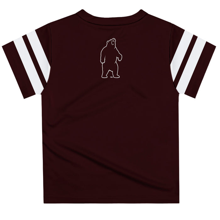 Brown University Bears Vive La Fete Boys Game Day Brown Short Sleeve Tee with Stripes on Sleeves - Vive La Fête - Online Apparel Store