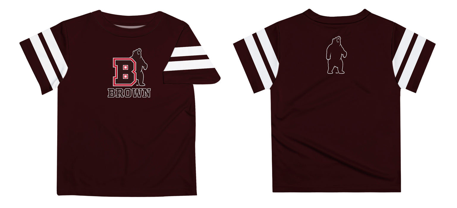 Brown University Bears Vive La Fete Boys Game Day Brown Short Sleeve Tee with Stripes on Sleeves - Vive La Fête - Online Apparel Store