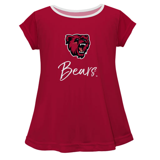 Bridgewater State University Bears BSU Vive La Fete Girls Game Day Short Sleeve Red Top with School Logo and Name