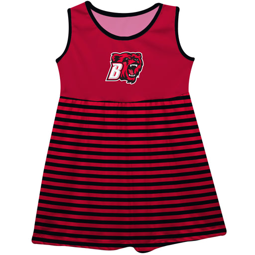 Bridgewater State University Bears BSU Red and Black Sleeveless Tank Dress with Stripes on Skirt by Vive La Fete