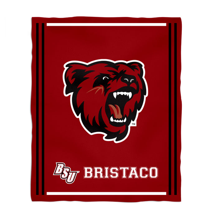 Bridgewater State Bears BSU Vive La Fete Kids Game Day Red Plush Soft Minky Blanket 36 x 48 Mascot