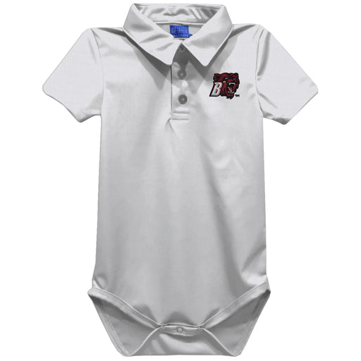 Bridgewater State University Bears BSU Embroidered White Solid Knit Polo Onesie