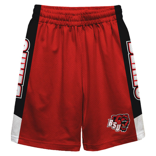 Bridgewater State Bears BSU Vive La Fete Game Day Red Stripes Boys Solid Black Athletic Mesh Short