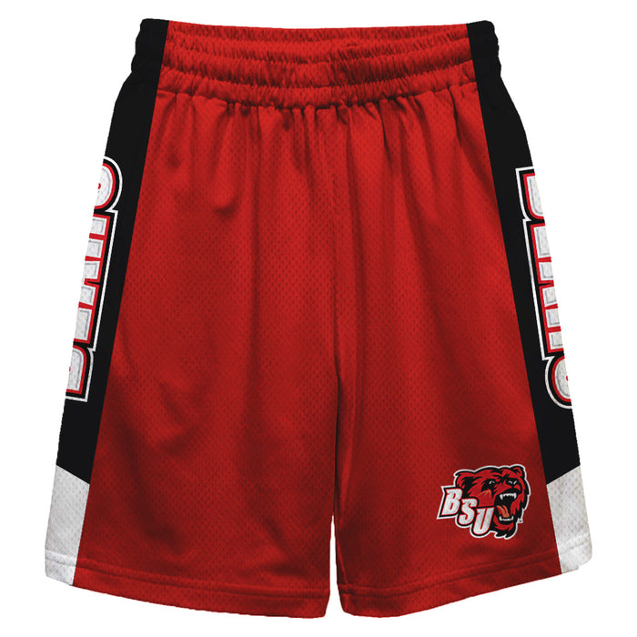 Bridgewater State Bears BSU Vive La Fete Game Day Red Stripes Boys Solid Black Athletic Mesh Short