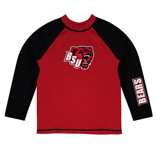 Bridgewater State Bears BSU Vive La Fete Logo Red Black Long Sleeve Raglan Rashguard