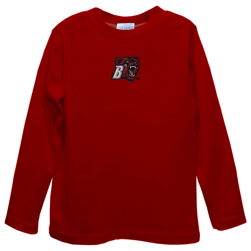Bridgewater State Bears BSU Embroidered Red Long Sleeve Boys Tee Shirt