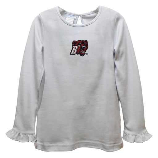 Bridgewater State Bears BSU Embroidered White Knit Long Sleeve Girls Blouse