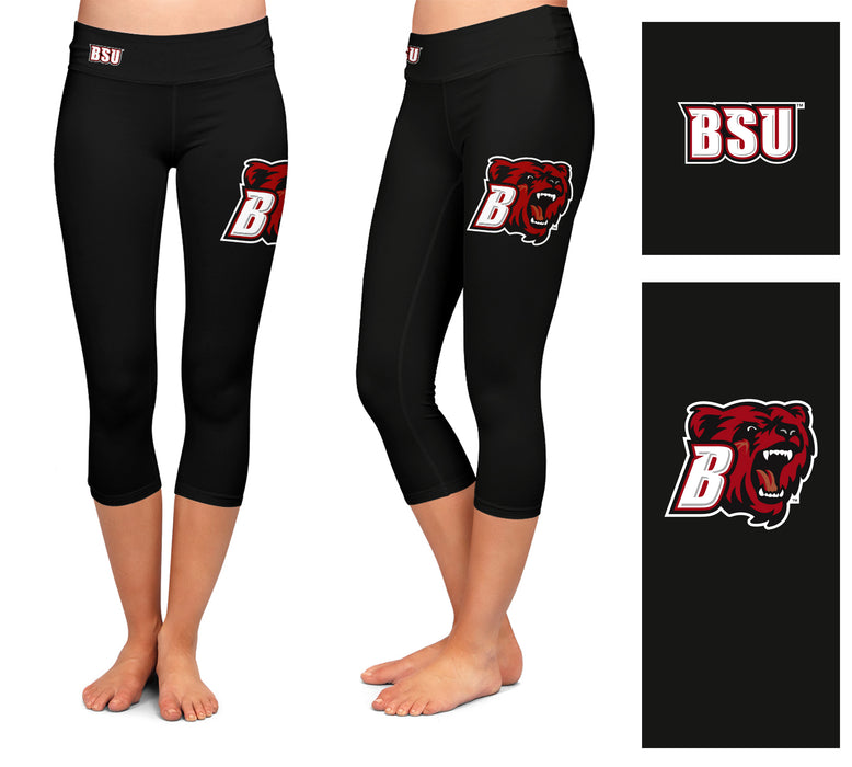 Bridgewater State Bears BSU Vive La Fete Game Day Collegiate Large Logo on Thigh and Waist Women Black Capri Leggings - Vive La Fête - Online Apparel Store