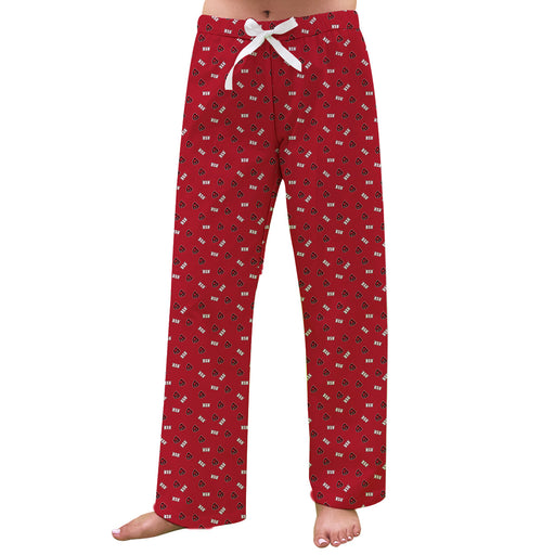 Bridgewater State Bears BSU Vive La Fete Game Day All Over Logo Women Red Lounge Pants