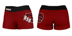 Bridgewater State Bears Vive La Fete Logo on Thigh & Waistband Red Black Women Yoga Booty Workout Shorts 3.75 Inseam - Vive La Fête - Online Apparel Store