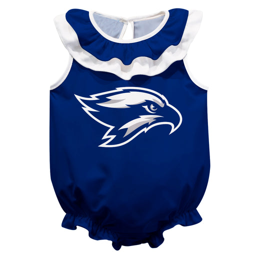 Broward College Seahawks Blue Sleeveless Ruffle Onesie Logo Bodysuit by Vive La Fete