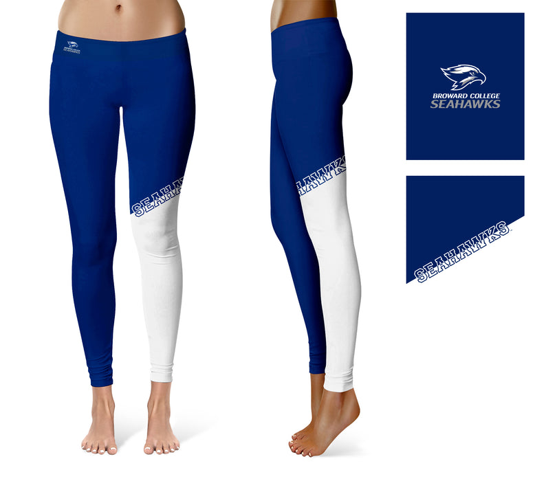 Broward Seahawks Vive la Fete Game Day Collegiate Leg Color Block Women Blue White Yoga Leggings - Vive La Fête - Online Apparel Store