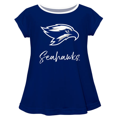 Broward College Seahawks Vive La Fete Girls Game Day Short Sleeve Blue Top with School Mascot and Name - Vive La Fête - Online Apparel Store