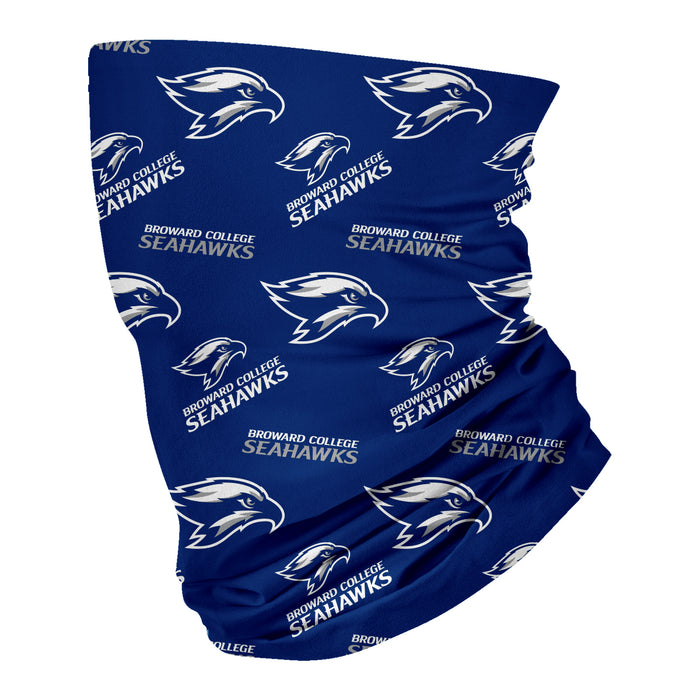 Broward College Seahawks Neck Gaiter Blue All Over Logo - Vive La Fête - Online Apparel Store