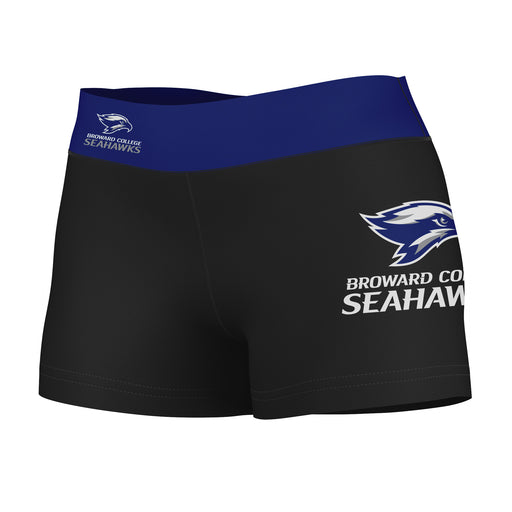 Broward Seahawks Vive La Fete Logo on Thigh and Waistband Black & Blue Women Yoga Booty Workout Shorts 3.75 Inseam"