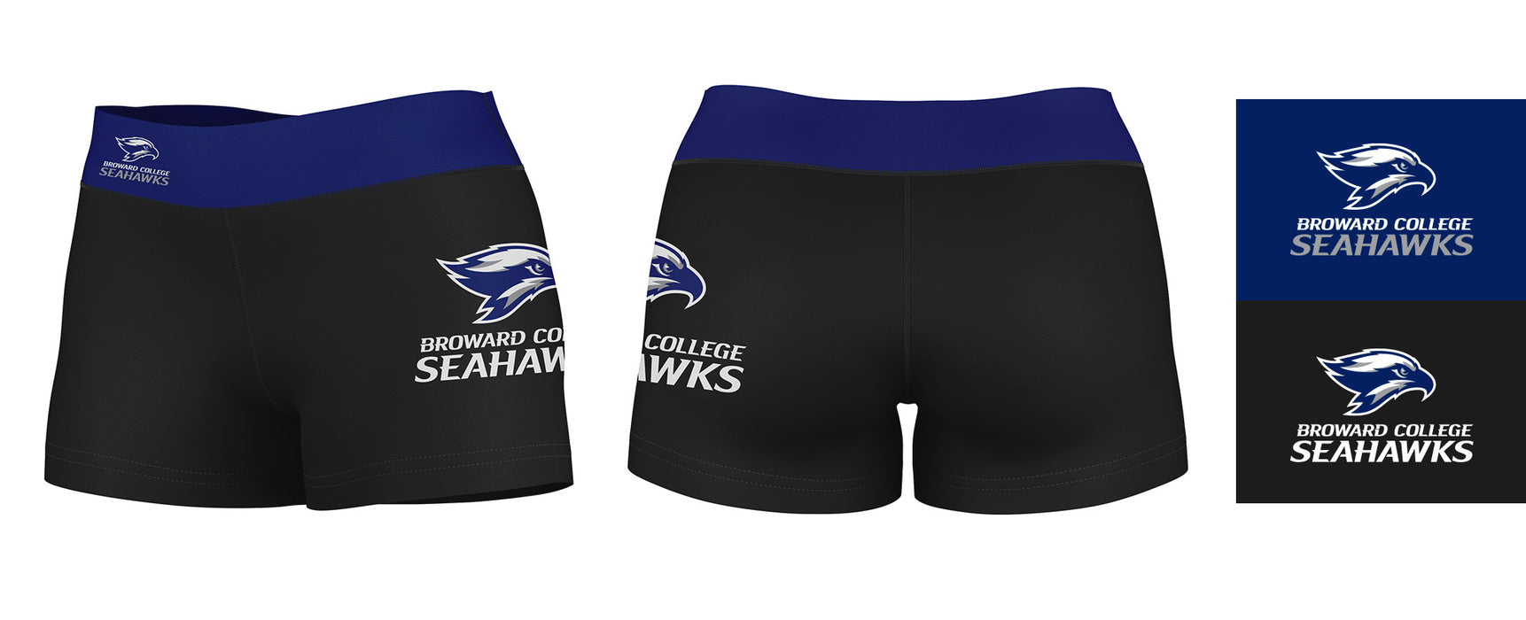 Broward Seahawks Vive La Fete Logo on Thigh and Waistband Black & Blue Women Yoga Booty Workout Shorts 3.75 Inseam" - Vive La Fête - Online Apparel Store