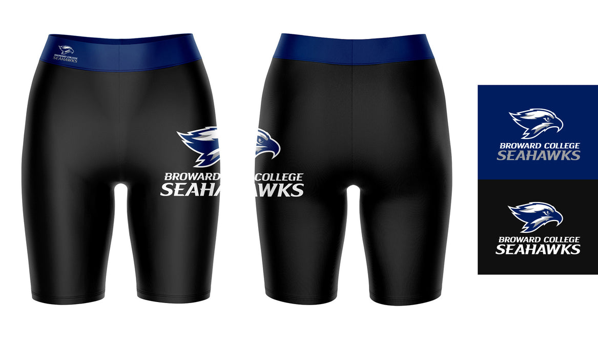 Broward Seahawks Vive La Fete Game Day Logo on Thigh and Waistband Black and Blue Women Bike Short 9 Inseam" - Vive La Fête - Online Apparel Store