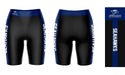 Broward Seahawks Vive La Fete Game Day Logo on Waistband and Blue Stripes Black Women Bike Short 9 Inseam" - Vive La Fête - Online Apparel Store