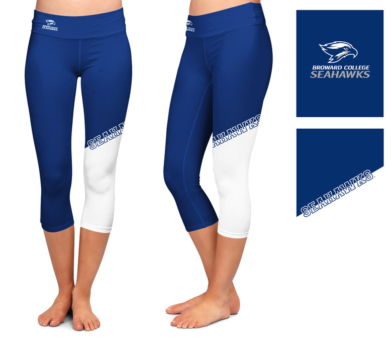 Broward Seahawks Vive La Fete Game Day Collegiate Leg Color Block Girls Blue White Capri Leggings - Vive La Fête - Online Apparel Store