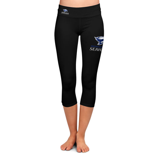 Broward Seahawks Vive La Fete Game Day Collegiate Large Logo on Thigh and Waist Girls Black Capri Leggings