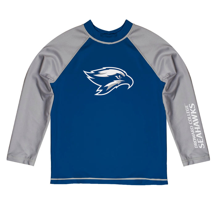 Broward Seahawks Vive La Fete Logo Blue Gray Long Sleeve Raglan Rashguard