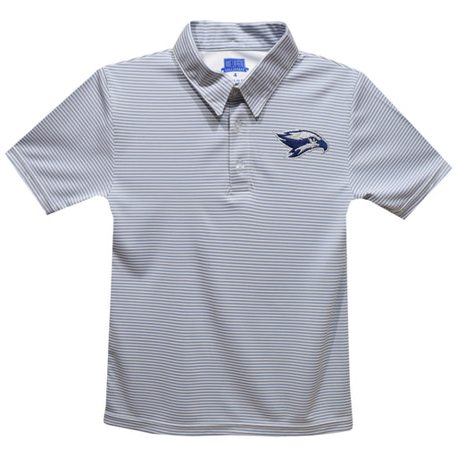 Broward College Seahawks Embroidered Gray Stripes Short Sleeve Polo Box Shirt