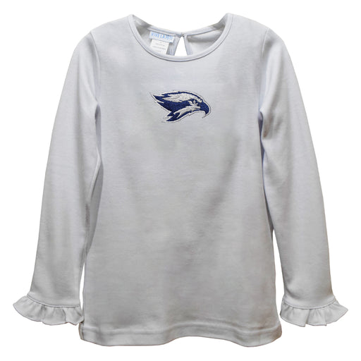 Broward College Seahawks Embroidered White Knit Long Sleeve Girls Blouse