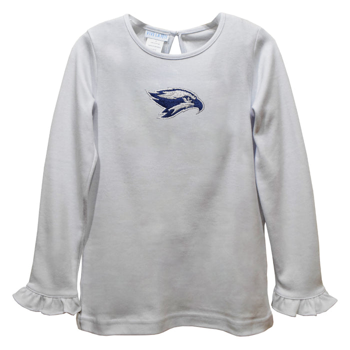 Broward College Seahawks Embroidered White Knit Long Sleeve Girls Blouse