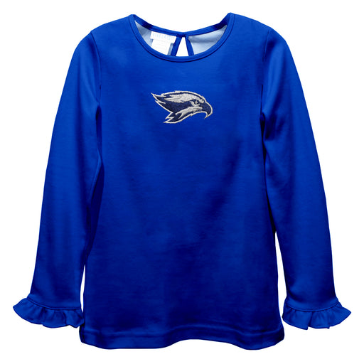 Broward College Seahawks Embroidered Royal Knit Long Sleeve Girls Blouse