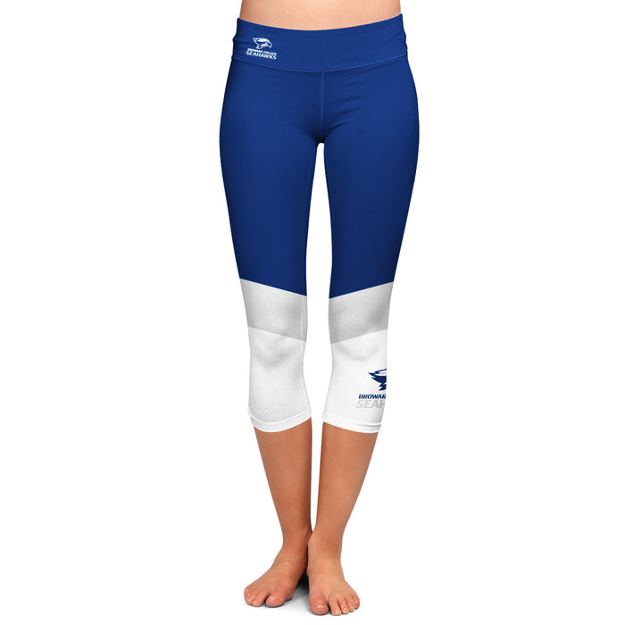 Broward Seahawks Vive La Fete Game Day Collegiate Ankle Color Block Women Blue White Capri Leggings