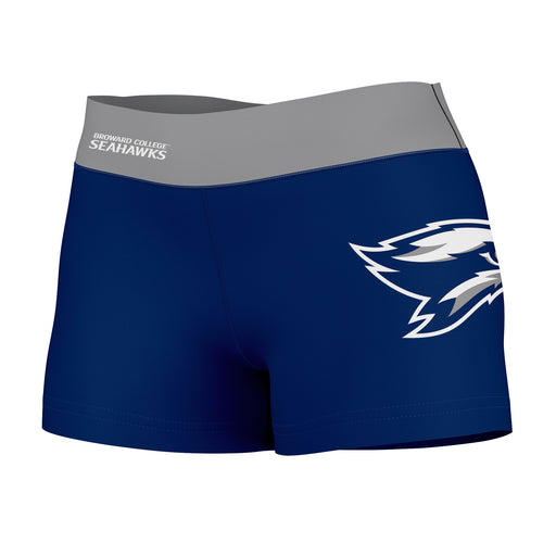 Broward Seahawks Vive La Fete Logo on Thigh & Waistband Blue Gray Women Yoga Booty Workout Shorts 3.75 Inseam"