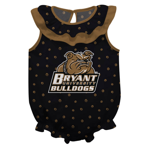 Bryant Bulldogs Swirls Black Sleeveless Ruffle Onesie Logo Bodysuit