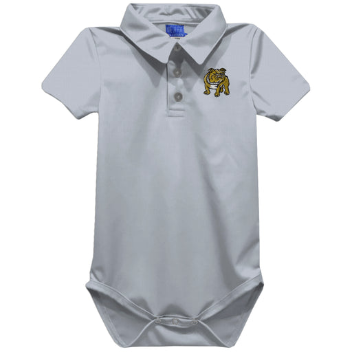 Bryant University Bulldogs Embroidered Gray Solid Knit Polo Onesie