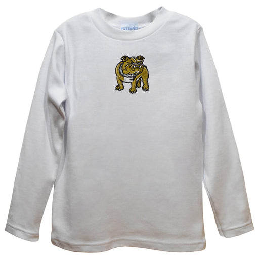Bryant University Bulldogs Embroidered White Knit Long Sleeve Boys Tee Shirt