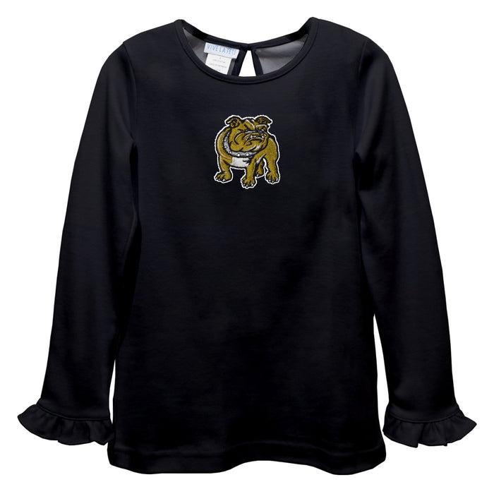 Bryant University Bulldogs Embroidered Black Knit Long Sleeve Girls Blouse