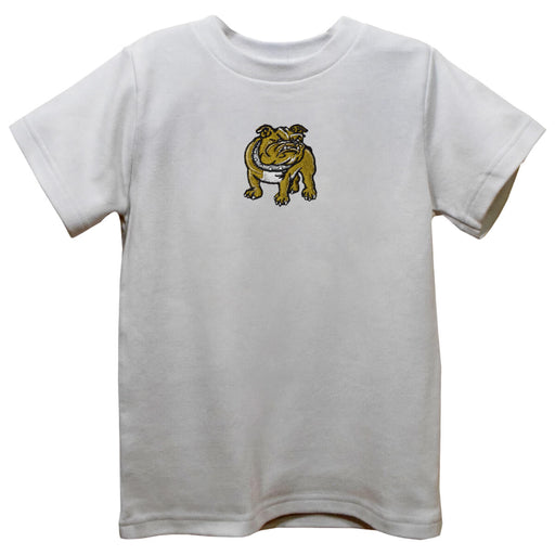 Bryant University Bulldogs Embroidered White Knit Short Sleeve Boys Tee Shirt