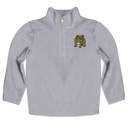 Bryant University Bulldogs Embroidered Womens Gray Stripes Quarter Zip Pullover