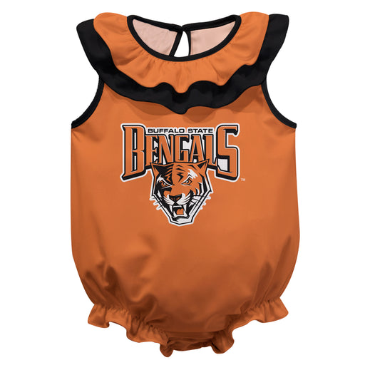 Buffalo State Bengals Orange Sleeveless Ruffle Onesie Logo Bodysuit by Vive La Fete