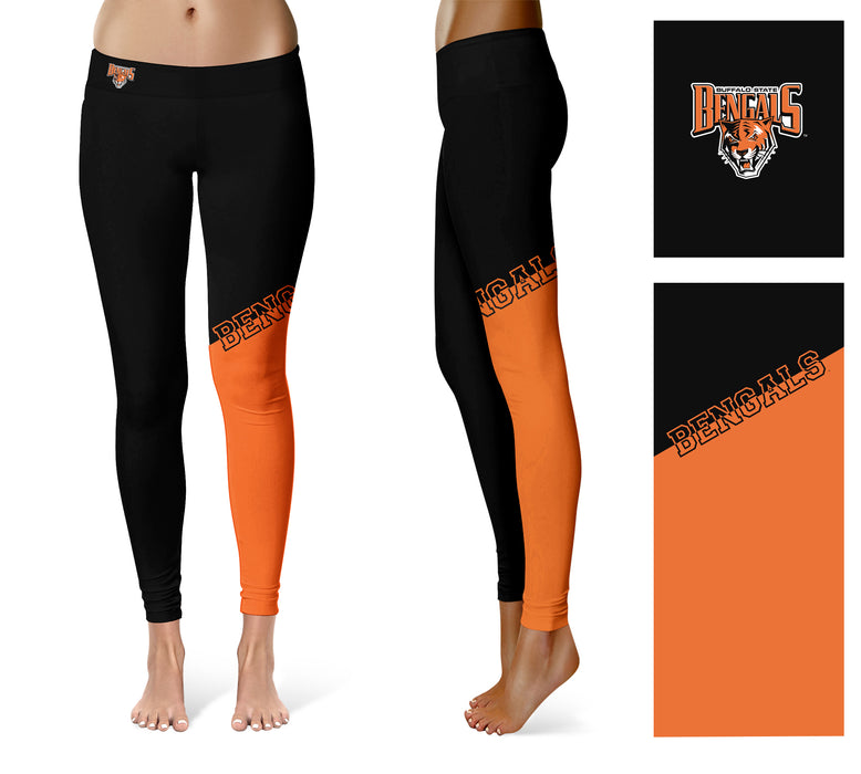 Buffalo State Bengals Vive la Fete Game Day Collegiate Leg Color Block  Women's Black Orange Yoga Leggings