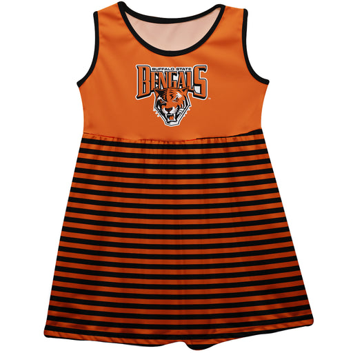 Buffalo State Bengals Vive La Fete Girls Game Day Sleeveless Tank Dress Solid Orange Logo Stripes on Skirt - Vive La Fête - Online Apparel Store
