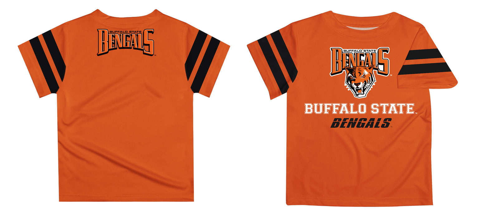 Buffalo State Bengals Vive La Fete Boys GameDay Orange Short Sleeve Tee with Stripes on Sleeves - Vive La Fête - Online Apparel Store