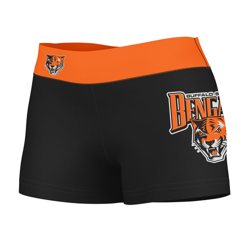 Buffalo Bengals Vive La Fete Logo on Thigh and Waistband Black & Orange Women Yoga Booty Workout Shorts 3.75 Inseam"